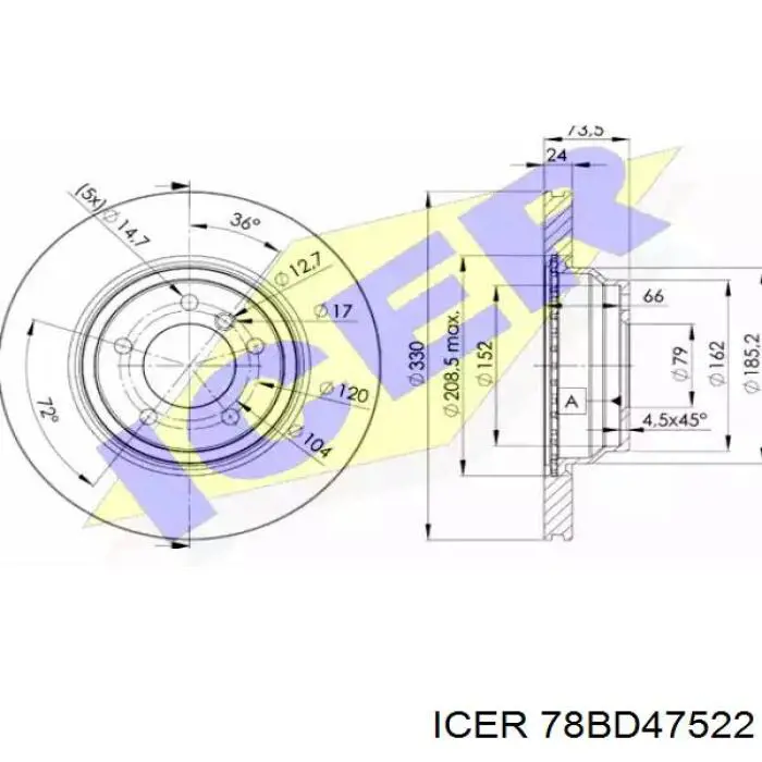 Freno de disco delantero Citroen C4 UD