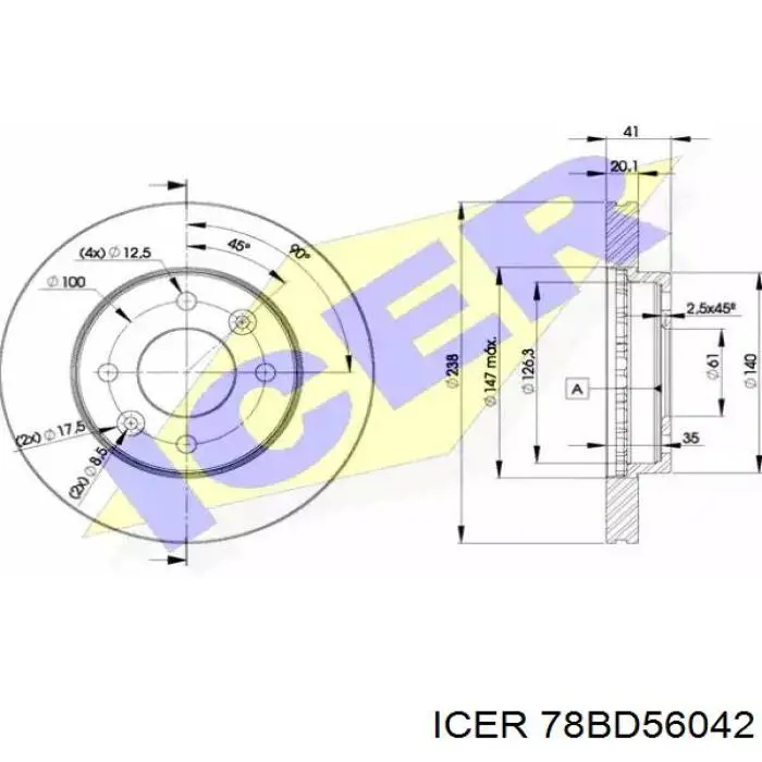 Freno de disco delantero Mercedes E C124