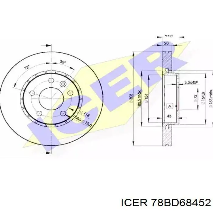 Comprar 78BD68452 Icer Freno de disco delantero