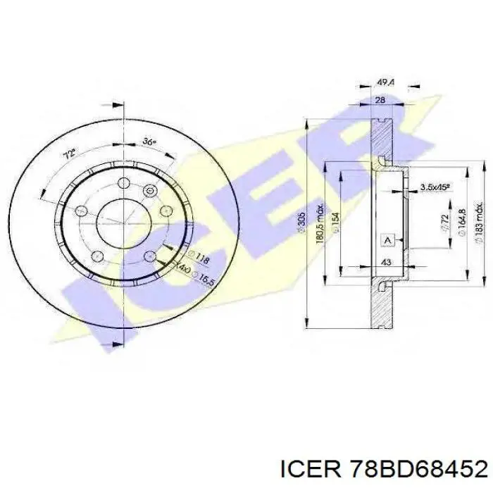 Freno de disco delantero Renault Trafic 2 FL