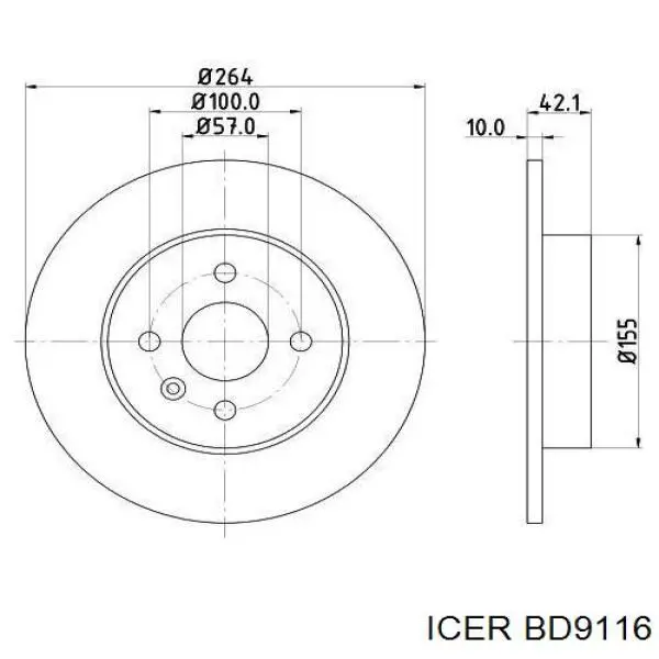 BD-9116 Icer disco de freno trasero