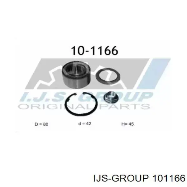 10-1166 IJS Group cojinete de rueda delantero