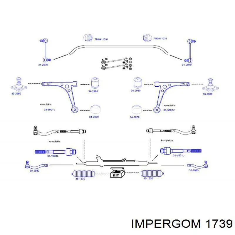 1739 Impergom silentblock de suspensión delantero inferior
