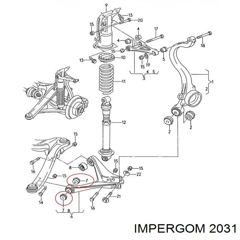 2031 Impergom suspensión, brazo oscilante trasero inferior