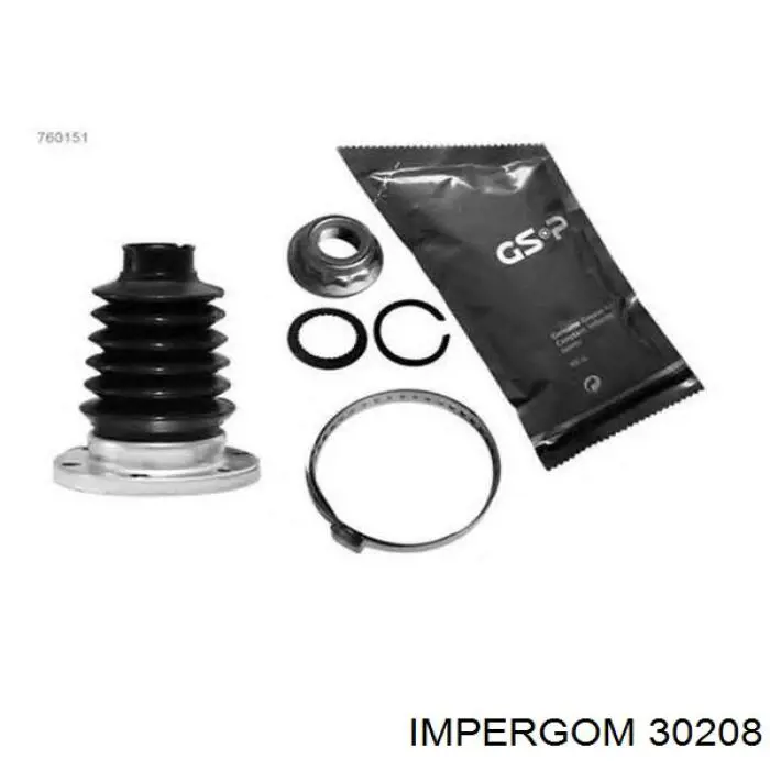 30208 Impergom fuelle, árbol de transmisión delantero interior