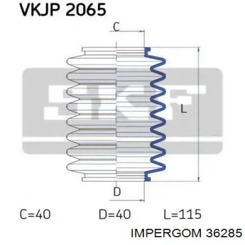 Guardapolvo de dirección izquierdo (cremallera) Peugeot/Citroen 406642