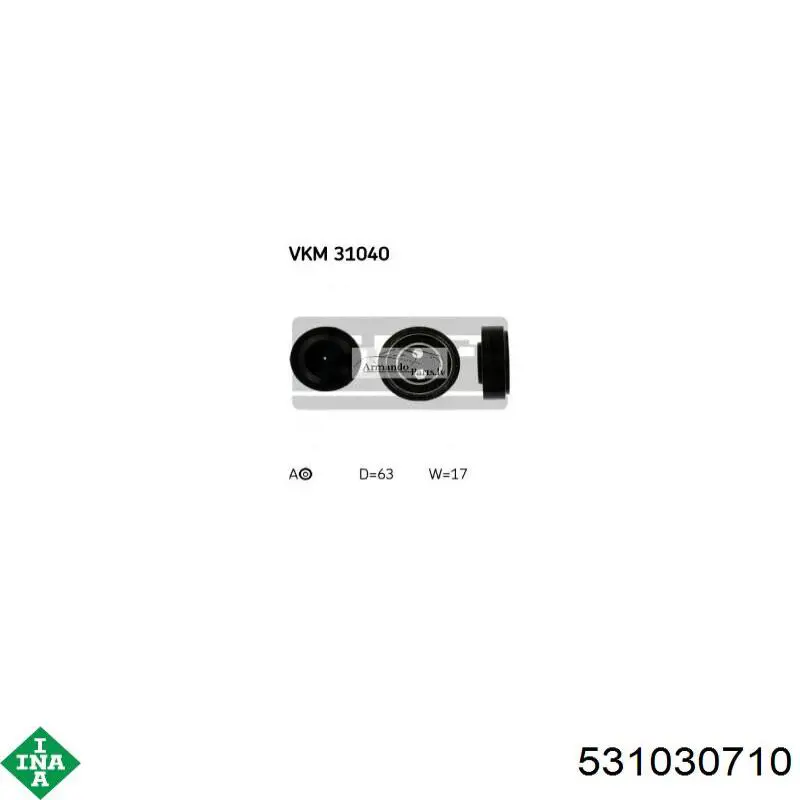 Rodillo, correa trapecial poli V INA 531030710