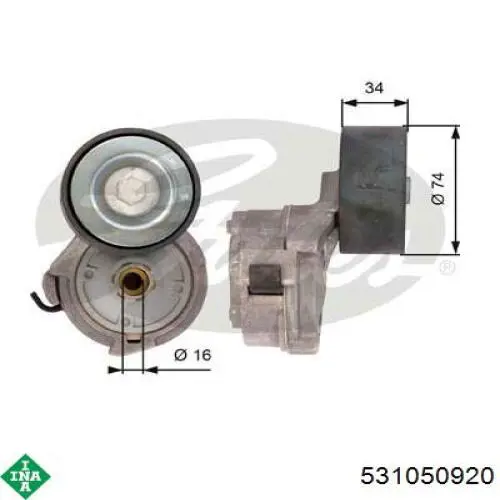 531050920 INA tensor de correa, correa poli v