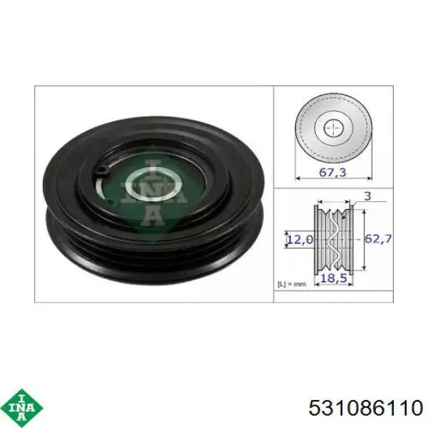 Comprar 531086110 INA Polea tensora, correa poli V