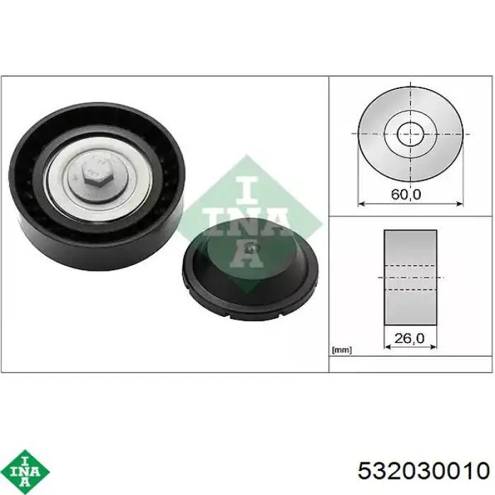532 0300 10 INA polea inversión / guía, correa poli v