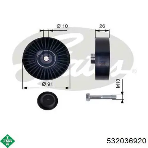 532 0369 20 INA polea inversión / guía, correa poli v