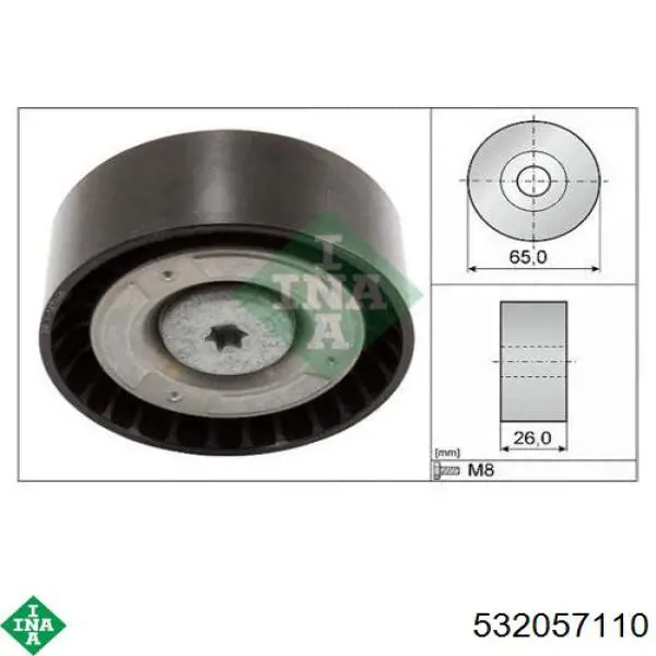 532 0571 10 INA polea inversión / guía, correa poli v