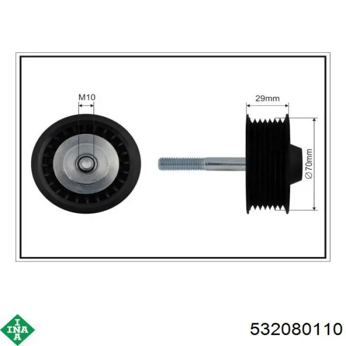 532080110 INA polea inversión / guía, correa poli v