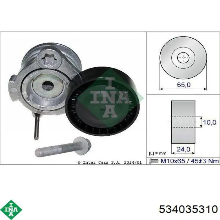 534 0353 10 INA tensor de correa poli v