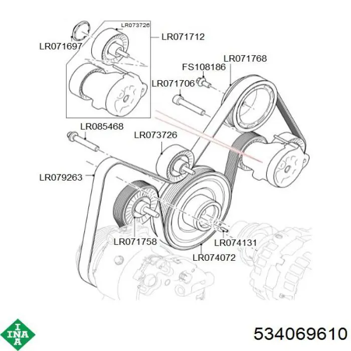 534069610 INA Tensor de correa de alternador