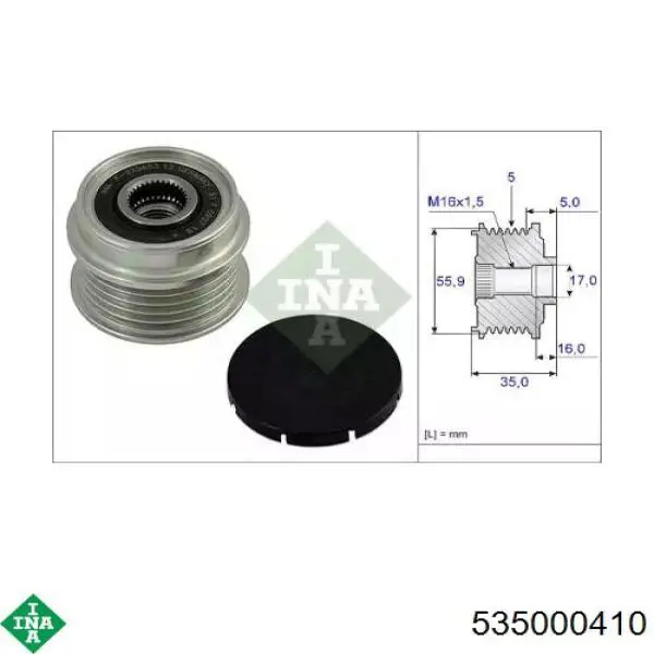 Polea alternador 535000410 INA
