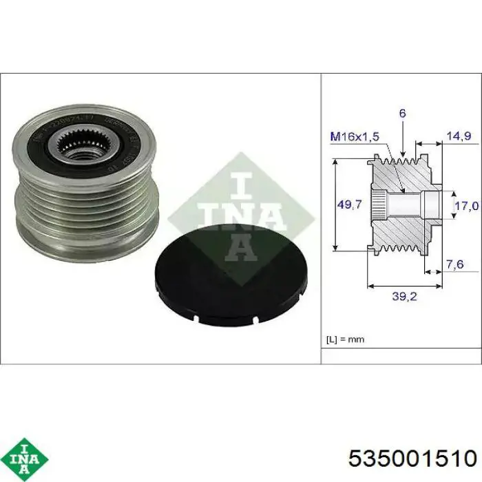 Comprar 535001510 INA Rueda libre del alternador