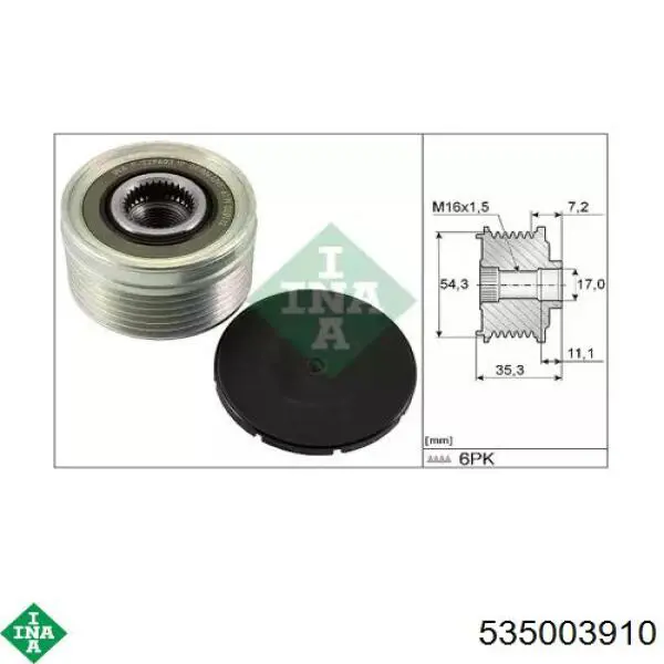Polea de alternador INA 535003910