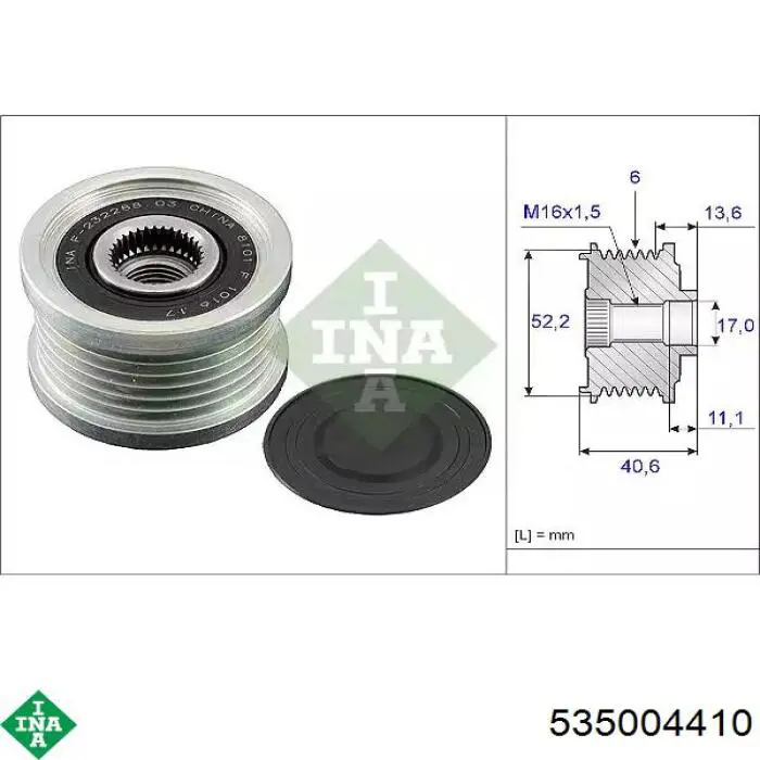 Comprar 535004410 INA Rueda libre del alternador