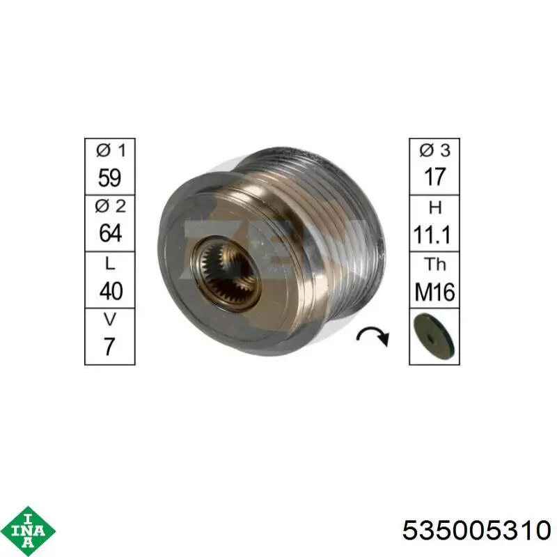 Comprar 535005310 INA Rueda libre del alternador