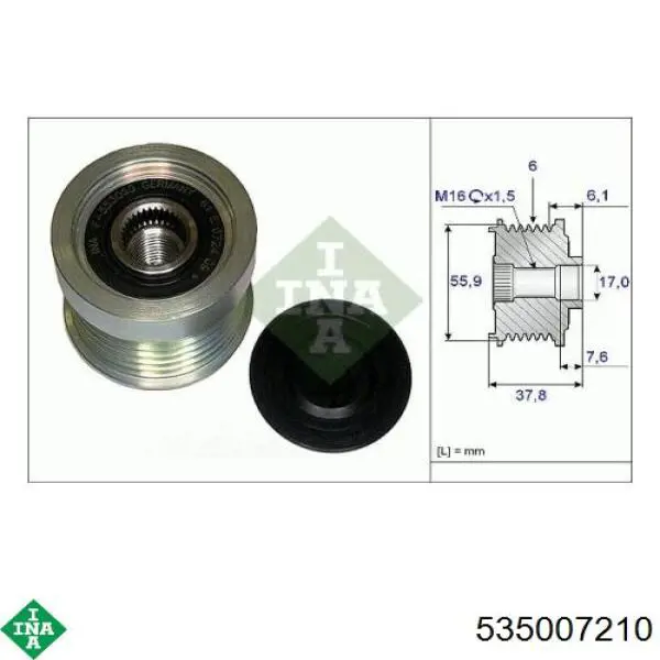 Polea de alternador INA 535007210