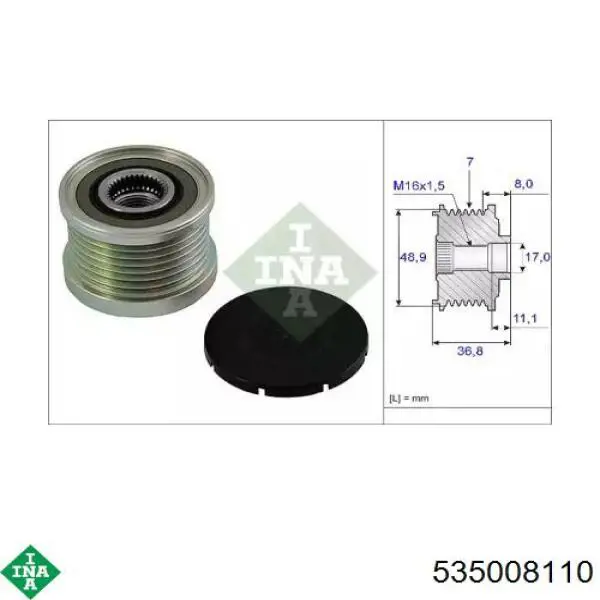 Polea alternador 535008110 INA