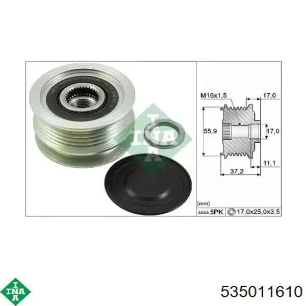 Polea alternador 535011610 INA