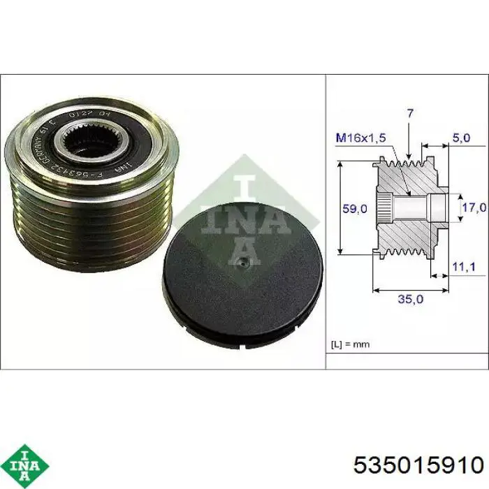 Comprar 535015910 INA Rueda libre del alternador