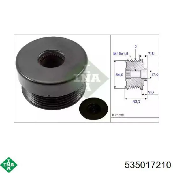Comprar 535017210 INA Rueda libre del alternador