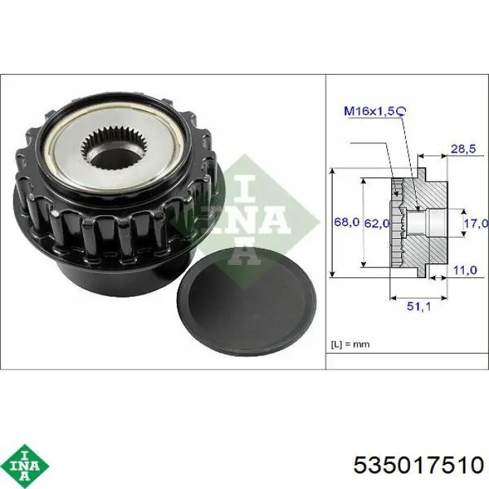 Comprar 535017510 INA Rueda libre del alternador