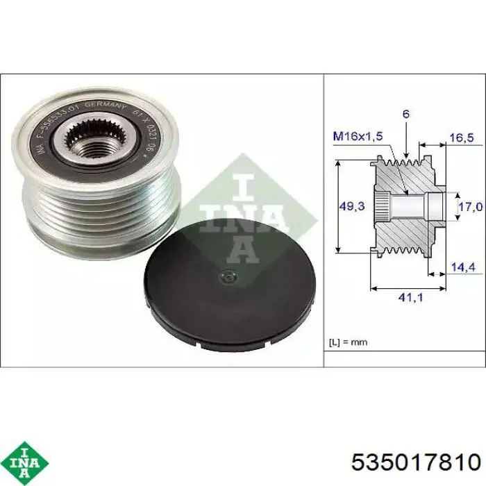 Comprar 535017810 INA Rueda libre del alternador