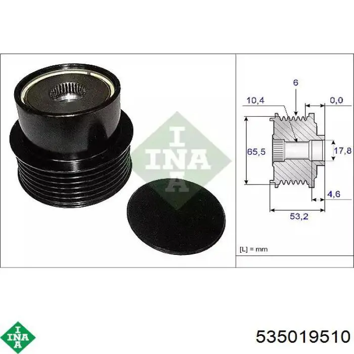 Comprar 535019510 INA Rueda libre del alternador