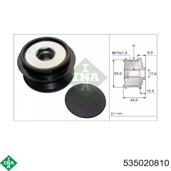 Polea de alternador INA 535020810