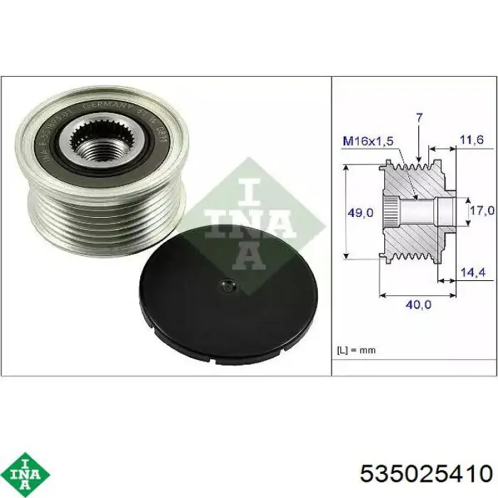 Comprar 535025410 INA Rueda libre del alternador