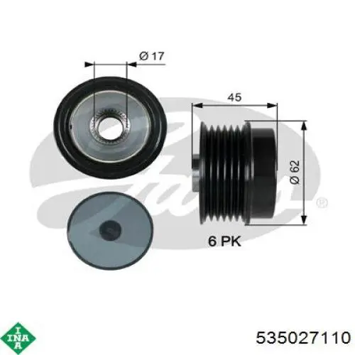 Comprar 535027110 INA Rueda libre del alternador
