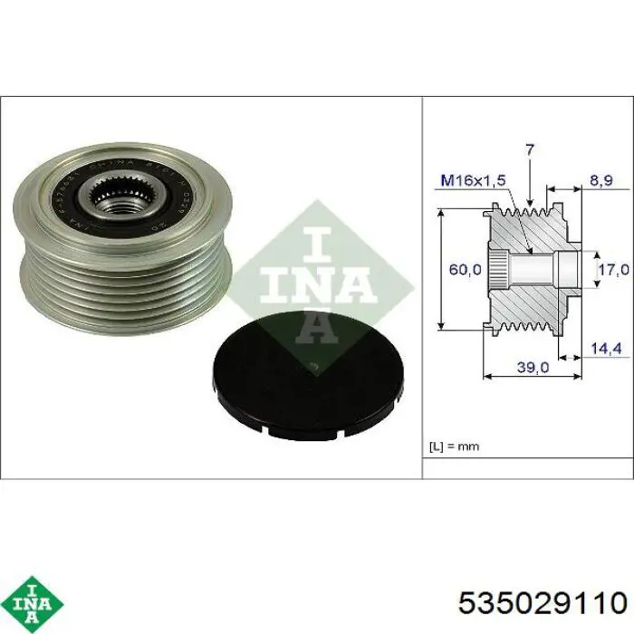 Polea alternador 535029110 INA
