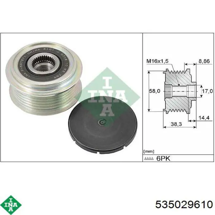 Comprar 535029610 INA Rueda libre del alternador