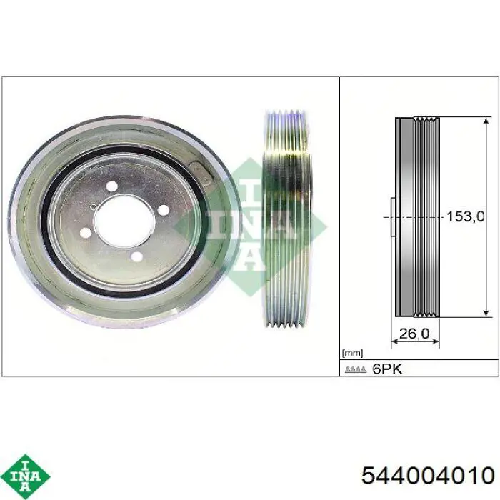 544 0040 10 INA polea, cigüeñal