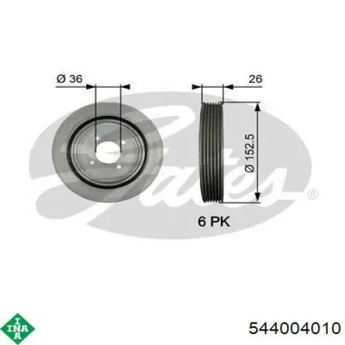 Polea del cigüeñal INA 544004010 precio, desde 43,58 EUR