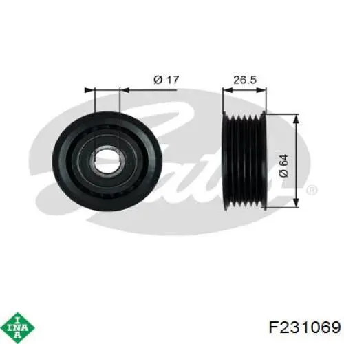 F231069 INA polea inversión / guía, correa poli v