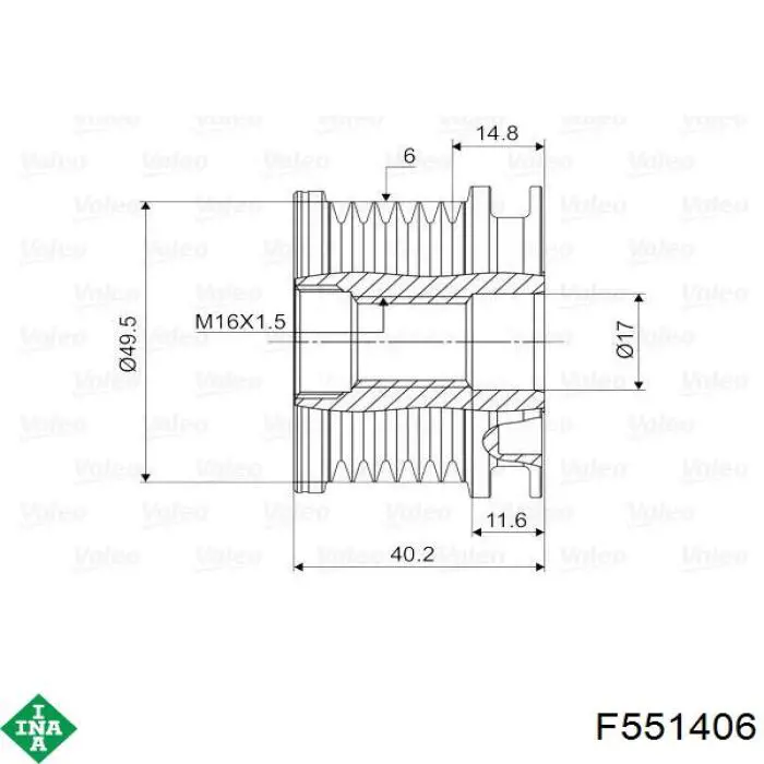 F551406 INA Rueda libre alternador 