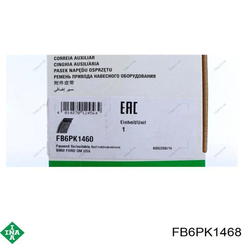 Correa de transmisión trapezoidal INA FB6PK1468 precio, desde 29,68 EUR