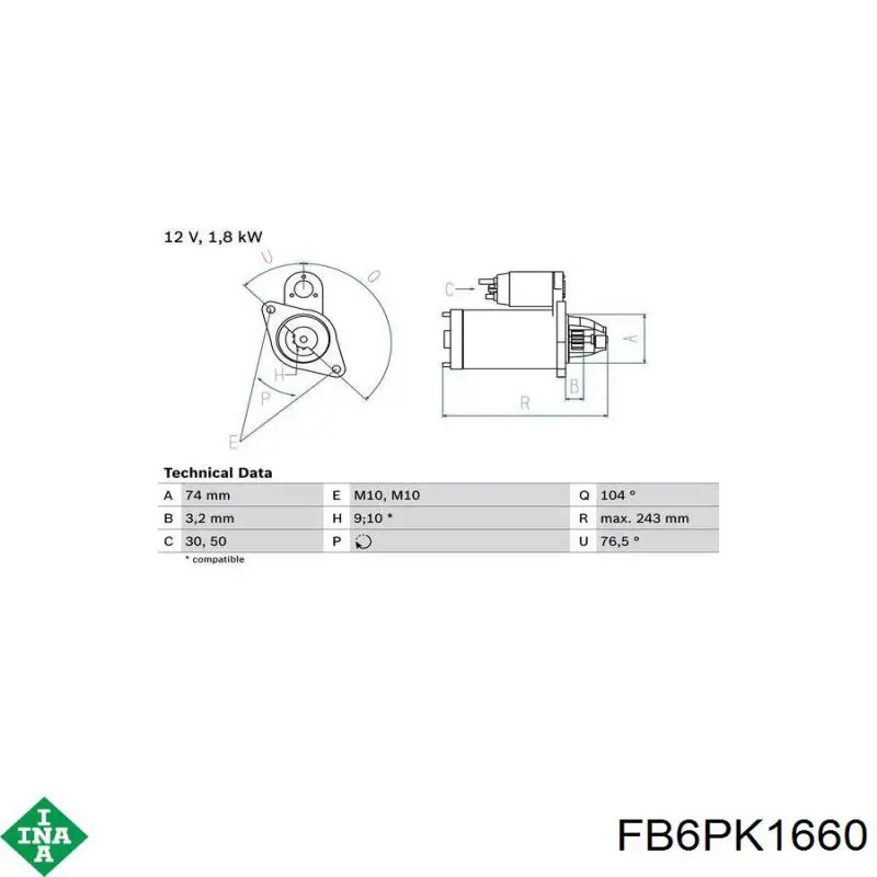 Correa de alternador FB6PK1660 INA