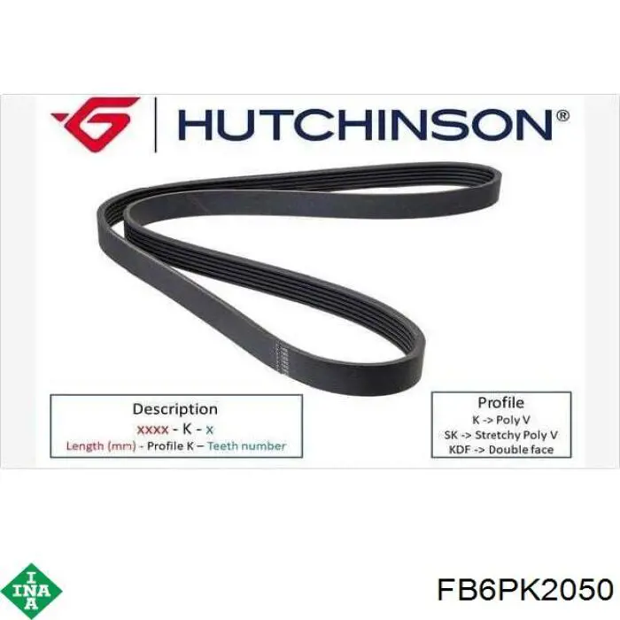 Correa de alternador FB6PK2050 INA