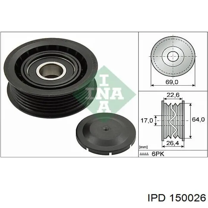 15-0026 IPD polea inversión / guía, correa poli v