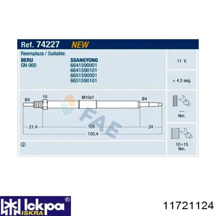 Comprar 11721124 Iskra Calentadores diésel