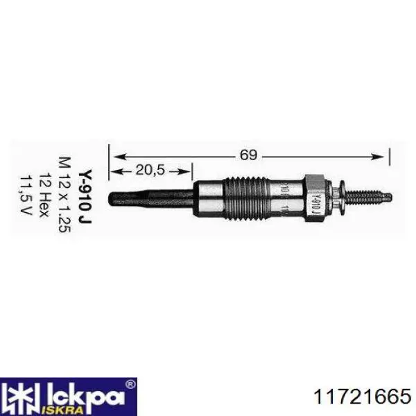 11721665 Iskra Bujías de calentamiento