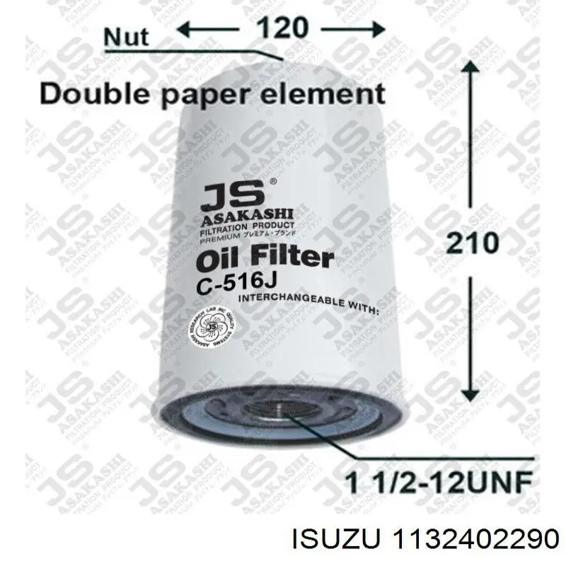 1132402290 Isuzu filtro de aceite