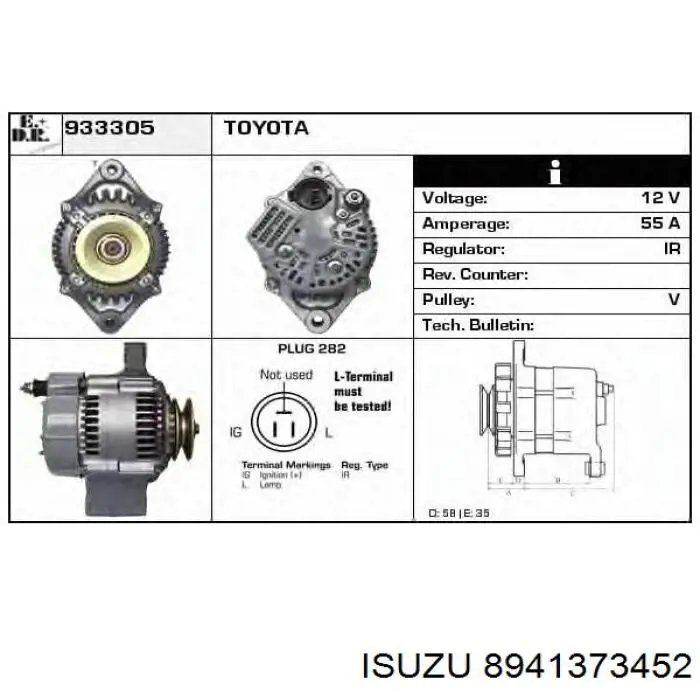 8941373452 Isuzu alternador