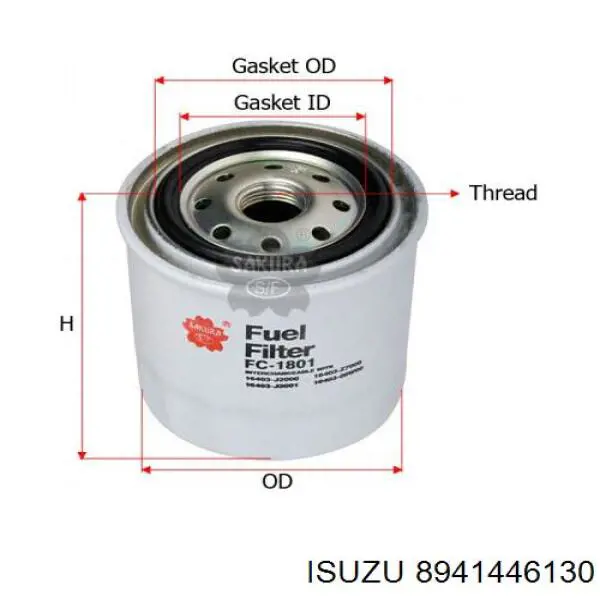 Filtro combustible Isuzu 8941446130 precio, desde 6,07 EUR